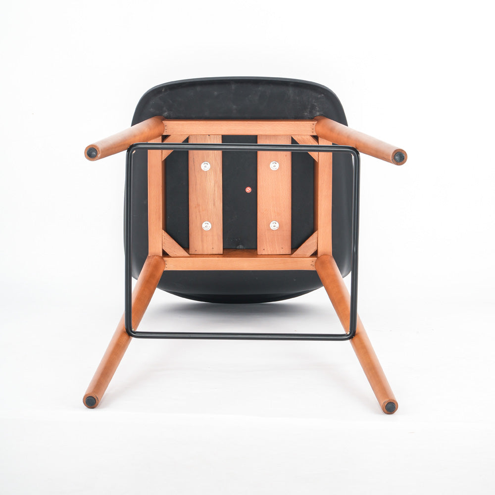 Laurel Black Molded Seat Bar Stool With Wood Legs