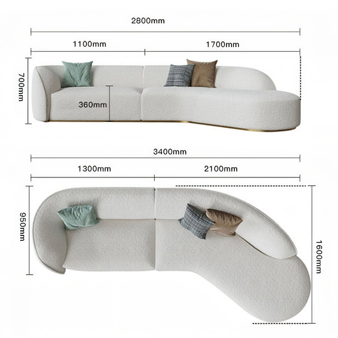 Welby Three Seater Curved Sofa, White with curved sofa sofology