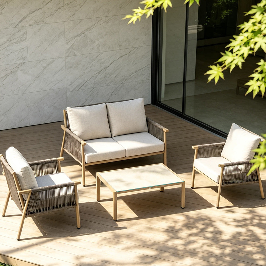 George Taupe Rope Outdoor Sofa Set