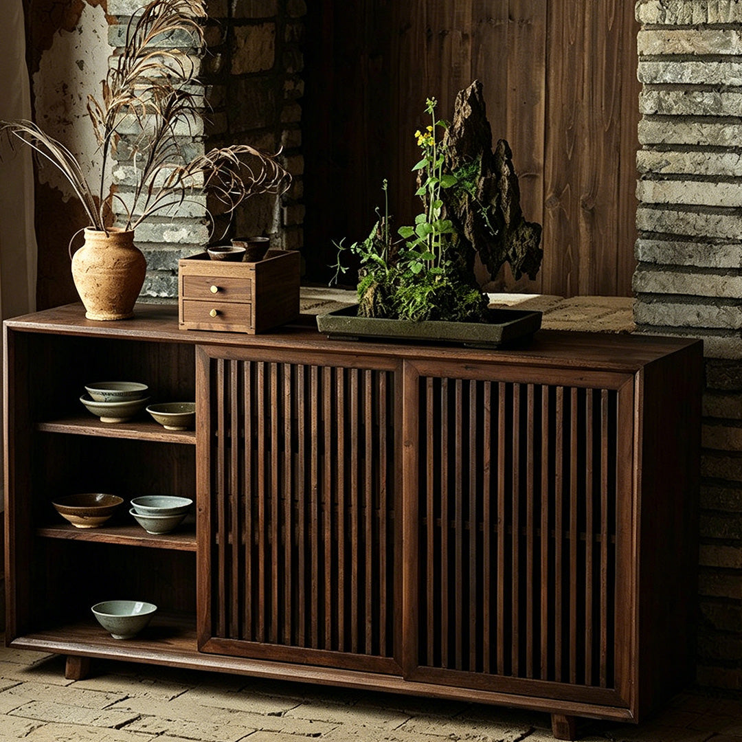Caleb Walnut Wood Sideboard Cabinet