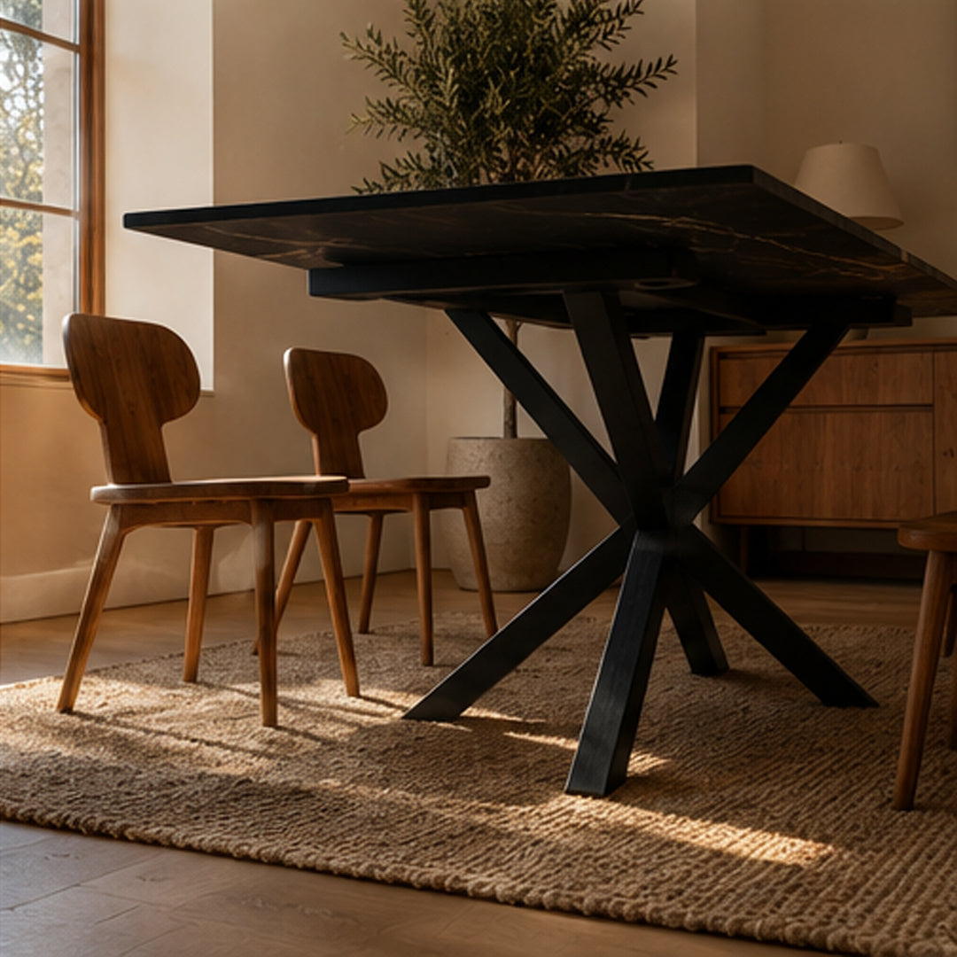 Fulbourn Black Marble-effect Dining Table