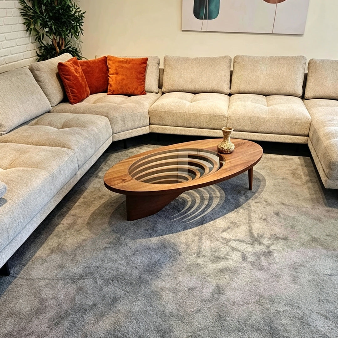 Kian Walnut Glass Inlay Coffee Table