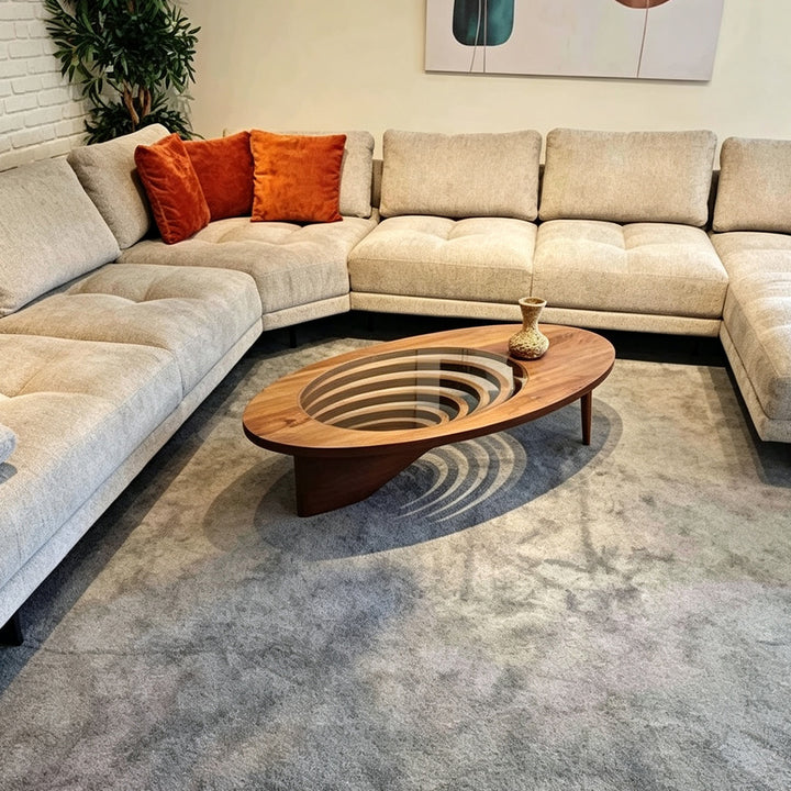 Kian Walnut Glass Inlay Coffee Table