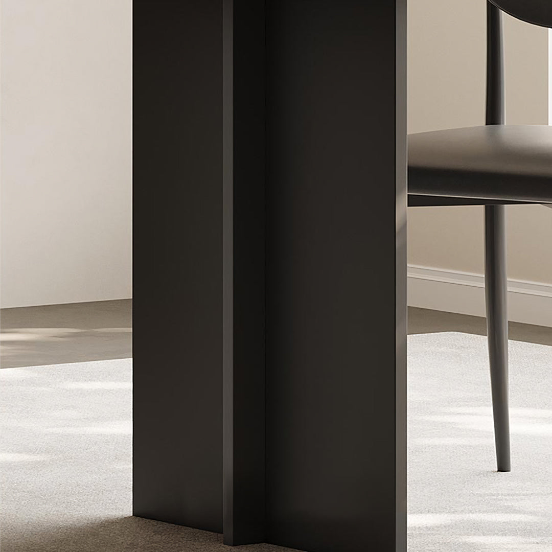 Hasegawa Dining Table, Sintered Stone With Black Legs in a lifestyle setting with round pedestal dining room table