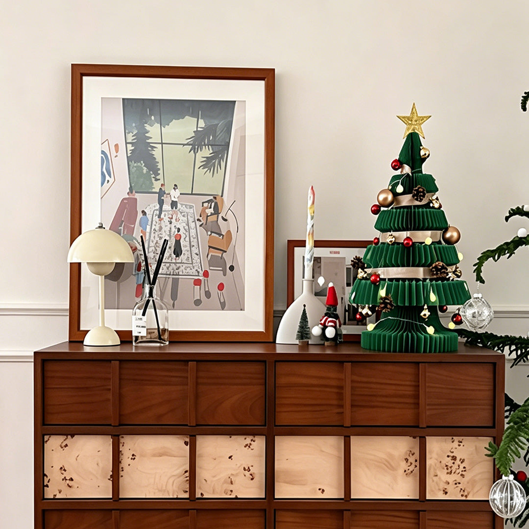 Jasper Walnut Wood Sideboard With Patterned Front Panels