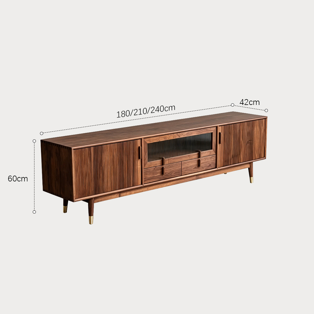 Sam Walnut Wood Sideboard With Ribbed Doors