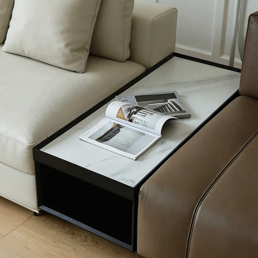Caspian Black Marble-effect Side Table
