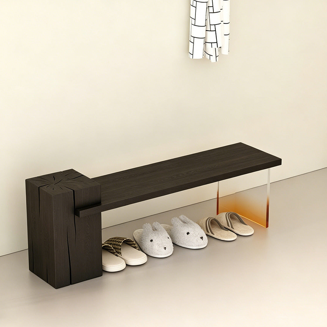 Cruz Amber Gradient Acrylic And Dark Wood Shoe Bench