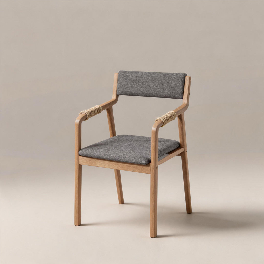 RopeWoven Gray Fabric and Oak Dining Chair,Wood