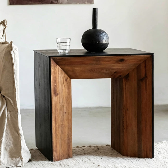 Ferris Black Oak And Natural Wood Side Table