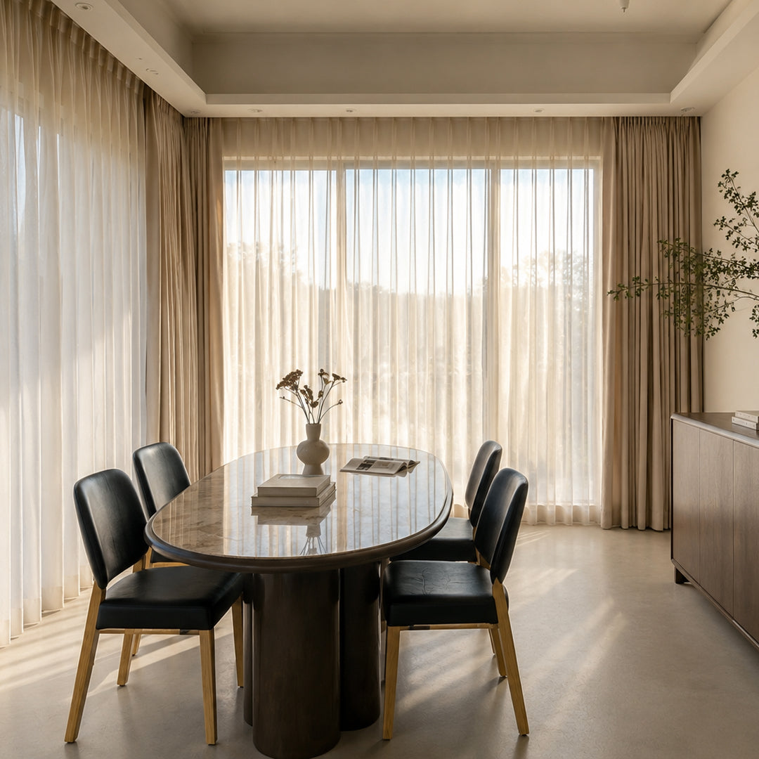 Laurel Black Leather and Oak Dining Chair