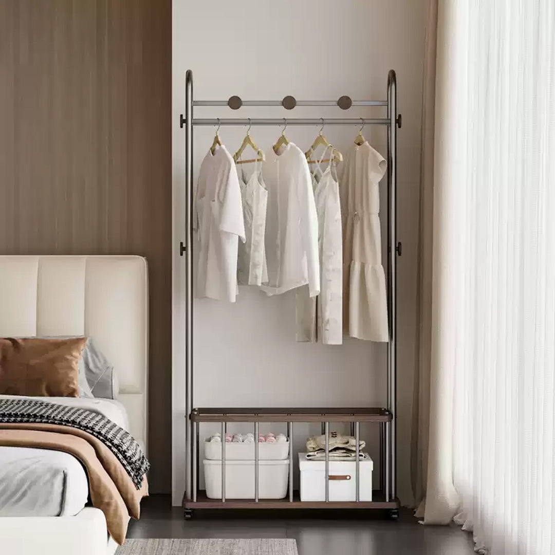 Celeste Espresso And Steel Freestanding Garment Rack