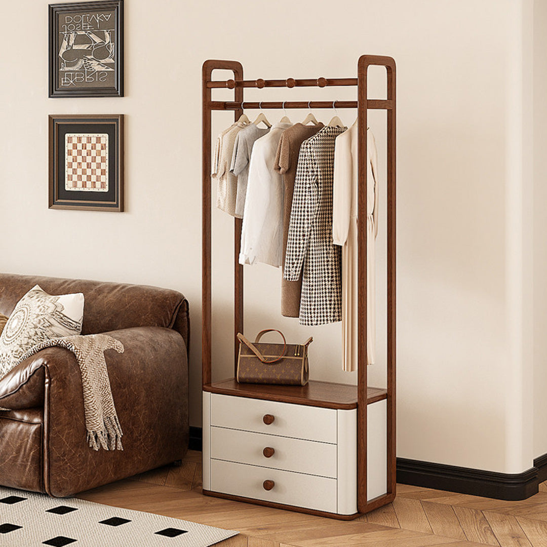 Sigurd Walnut And Cream Freestanding Garment Rack