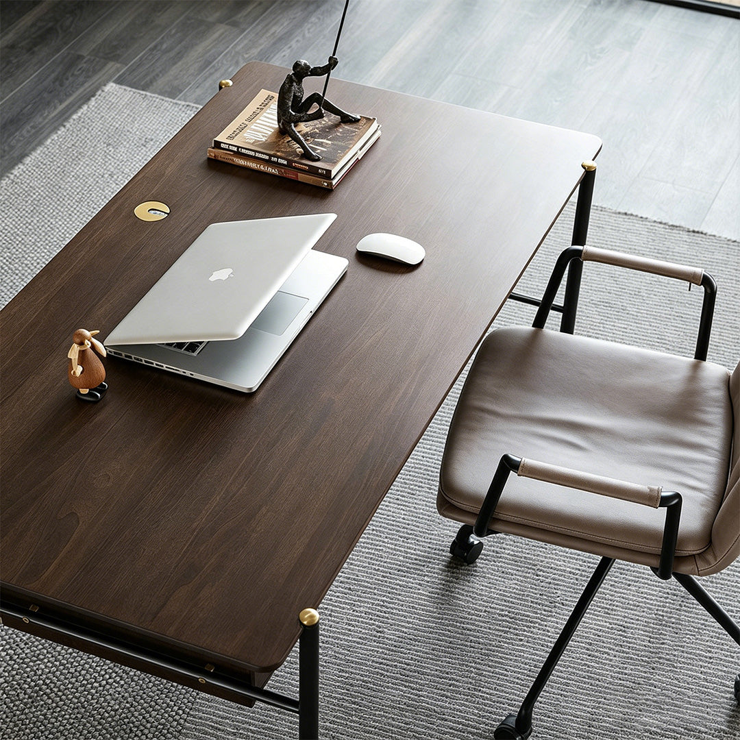 Freddie Walnut And Black Metal Office Desk