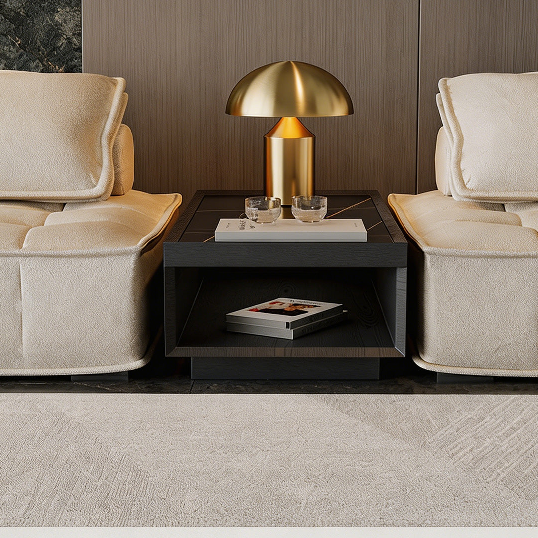 Caspian Black Marble-effect Side Table