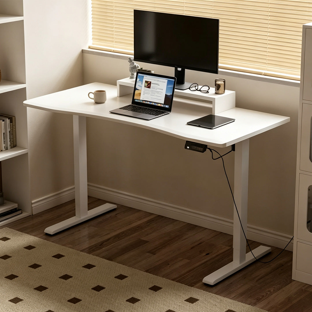Hardy Walnut Tone And White Curved Office Desk