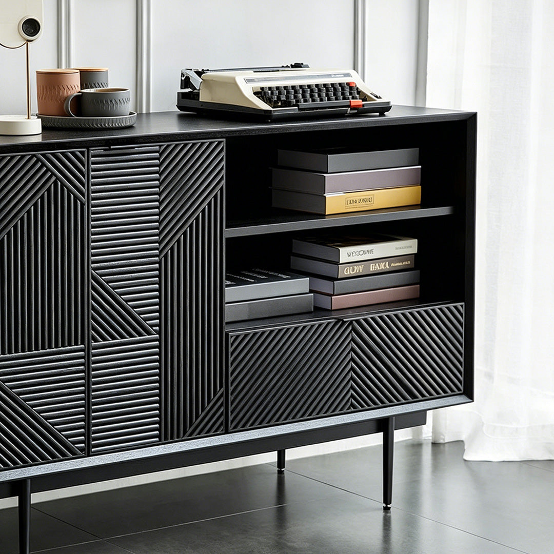 Piers Black Textured Wood Sideboard