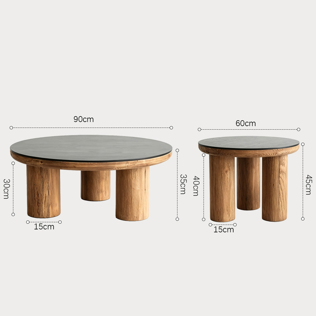 Idris Black And Natural Wood Round Coffee Table