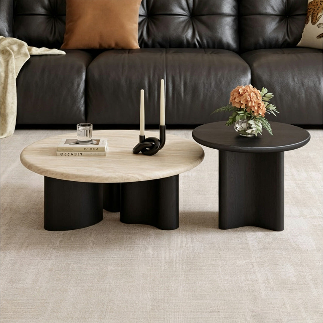 Jim Black Base & Stone Top Coffee Table Set