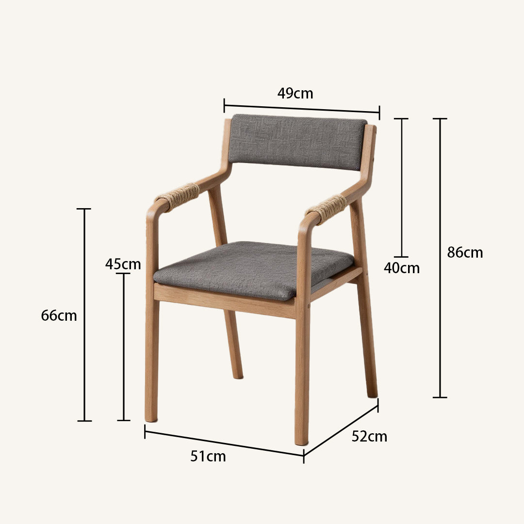 RopeWoven Gray Fabric and Oak Dining Chair,Wood