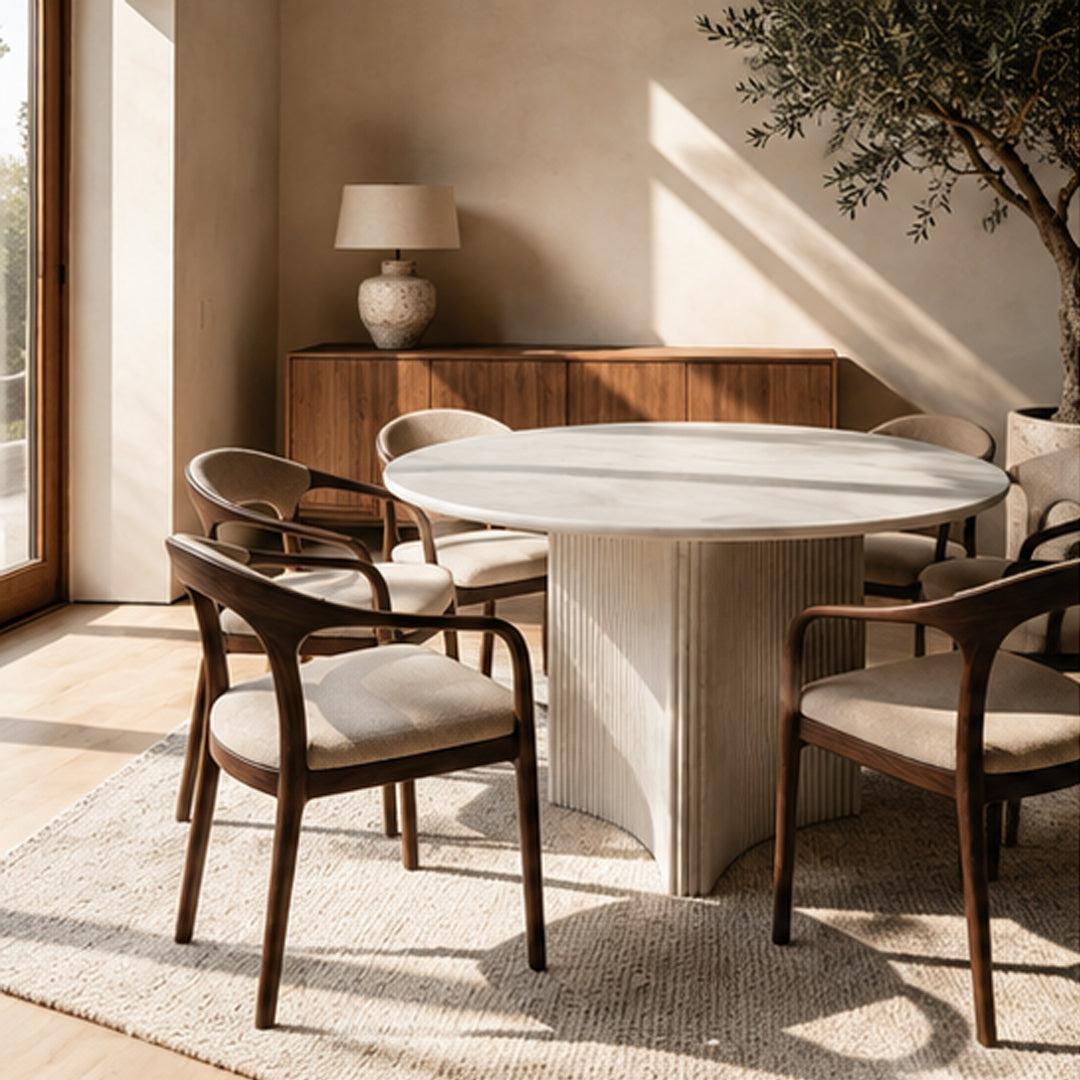 Marcellus White Marble Round Dining Table