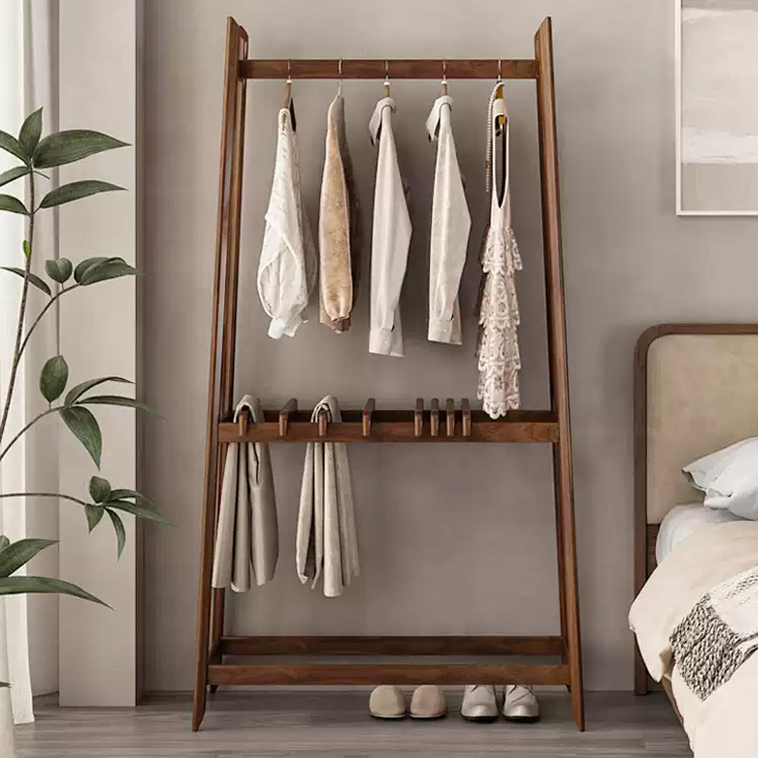 Ninette Walnut Finish Free-standing Garment Rack