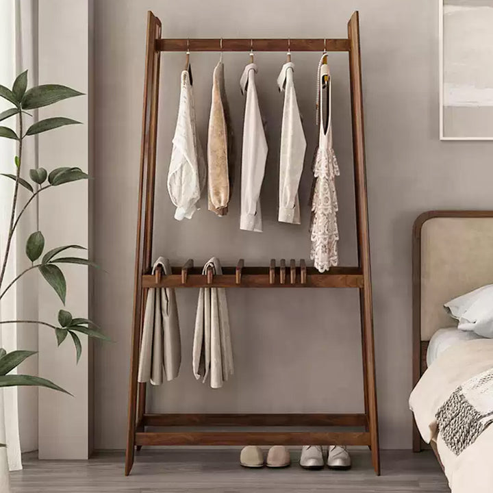 Ninette Walnut Finish Free-standing Garment Rack