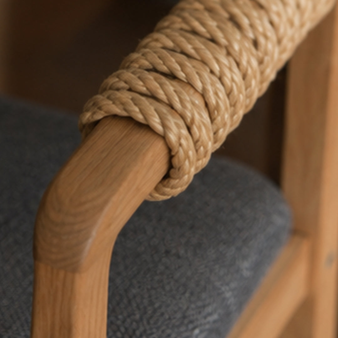 RopeWoven Gray Fabric and Oak Dining Chair,Wood