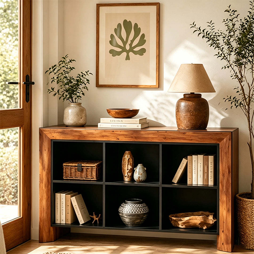 Jock Walnut Finish Cube Storage Cabinet