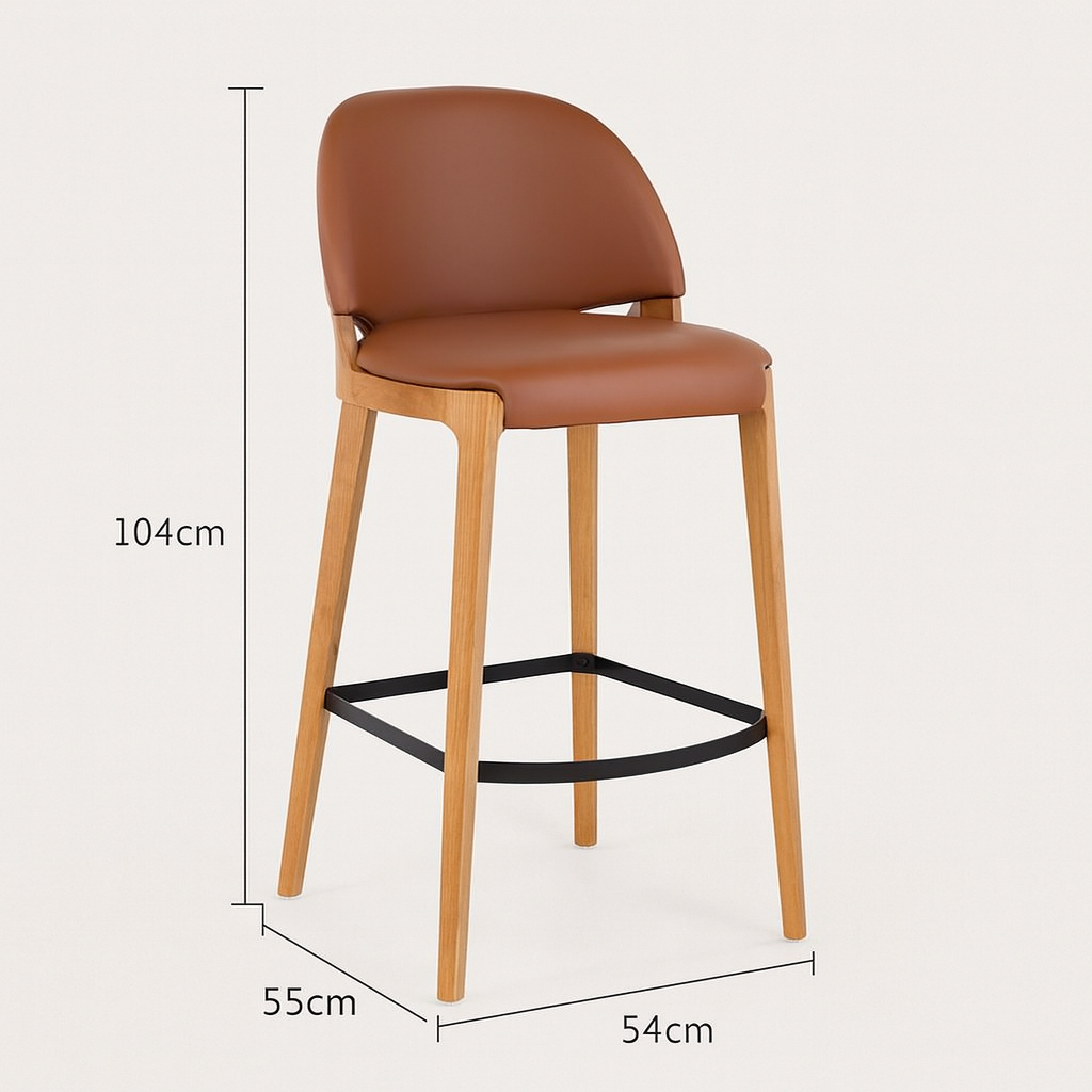 The Store Sells More Than Hot bar Stool High Chair Ever Month Factory Mass Produces Hot-selling Nordic High-quality PU Leather product dimensions image