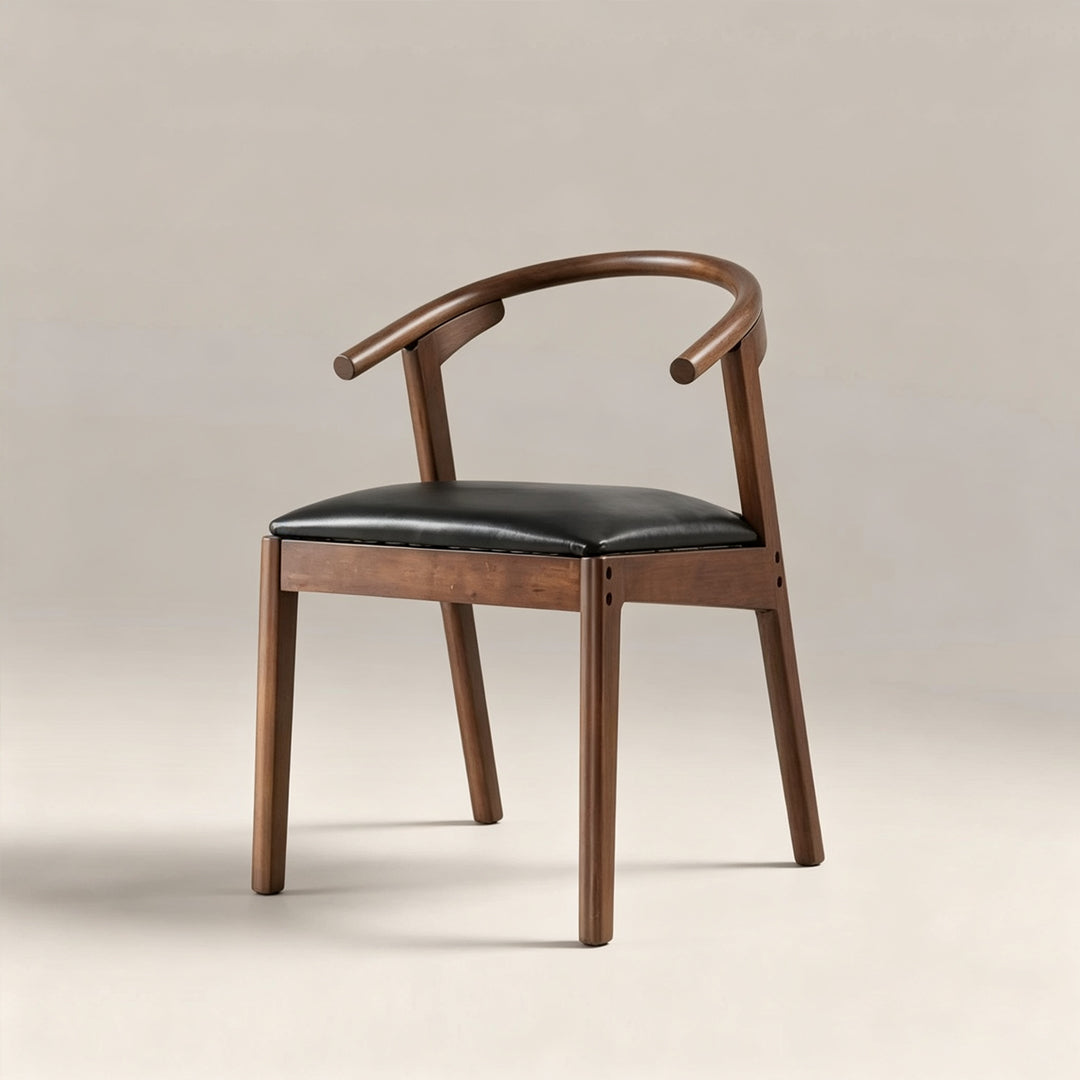 Bjorn Walnut Finish Dining Chair With Black Seat Cushion