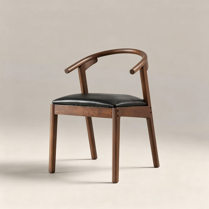 Bjorn Walnut Finish Dining Chair With Black Seat Cushion