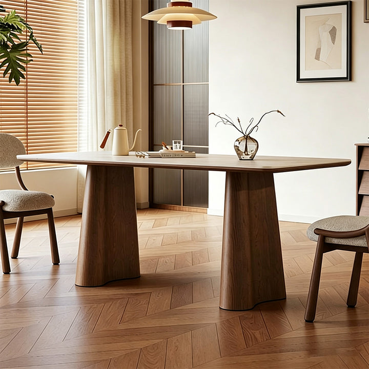 Kael Oak And Ivory Minimalist Dining Table