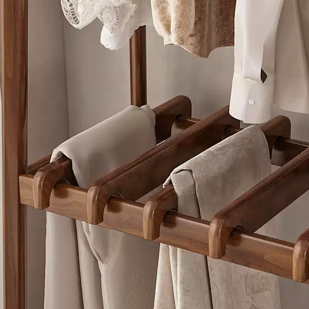 Ninette Walnut Finish Free-standing Garment Rack