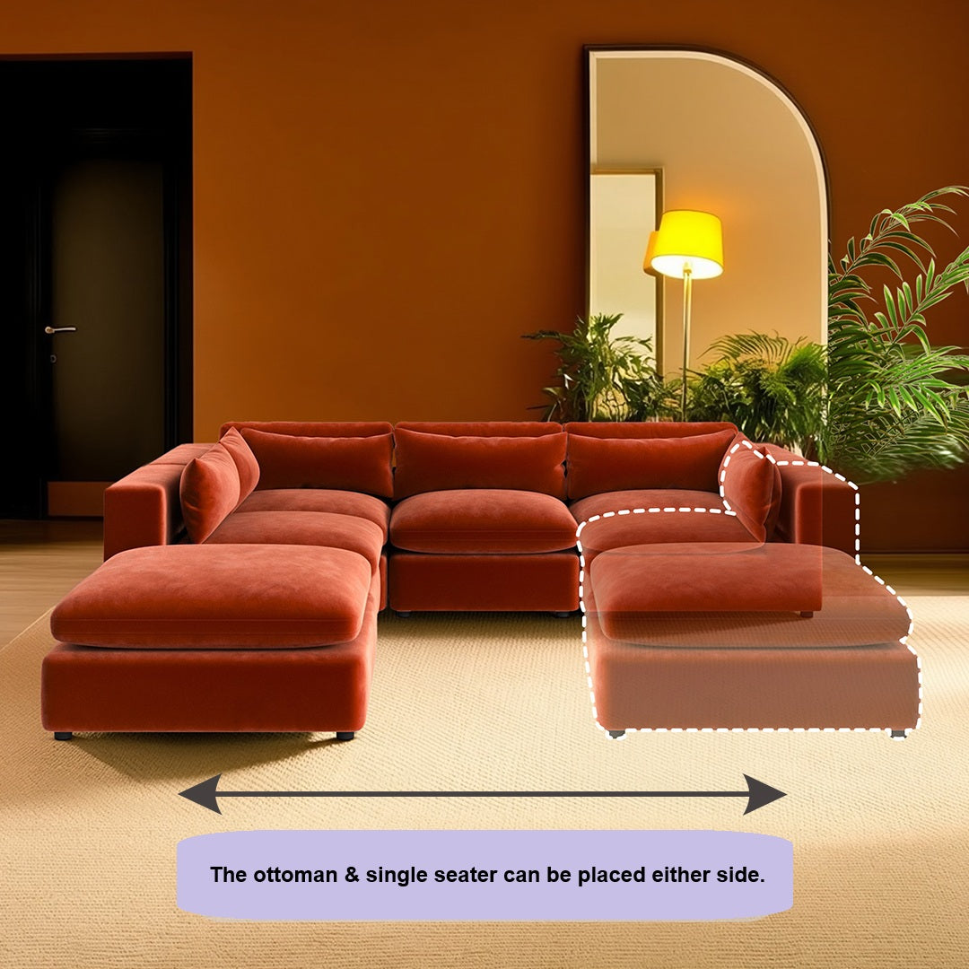 Ranjan Three Seater Corner Sofa, Red Velvet with garden corner sofa
