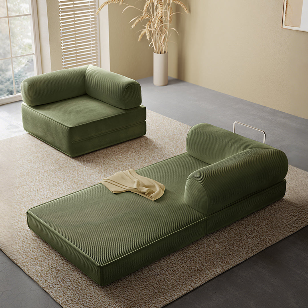 Van Buren Foldable Lazy Sofa Bed, Corduroy with velvet sofa beds