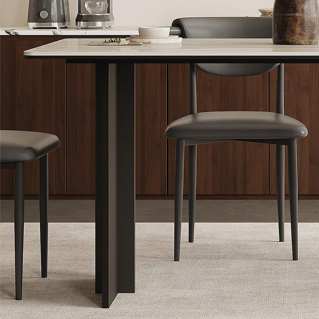 Hasegawa Dining Table, Sintered Stone With Black Legs with rugged dining table
