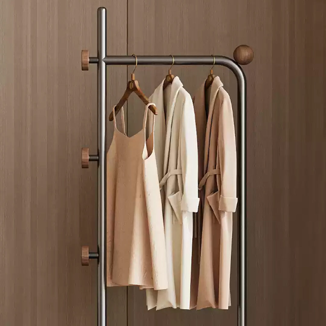 Garrett Matte Black Metal And Brown Circular Rack Stand