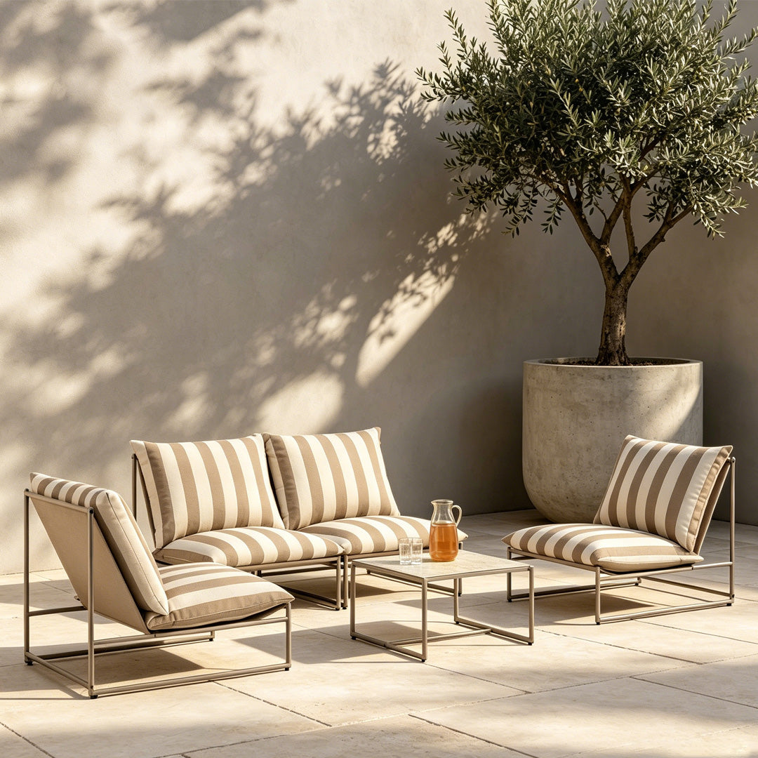 Fulbourn Beige Striped Outdoor Lounge Set
