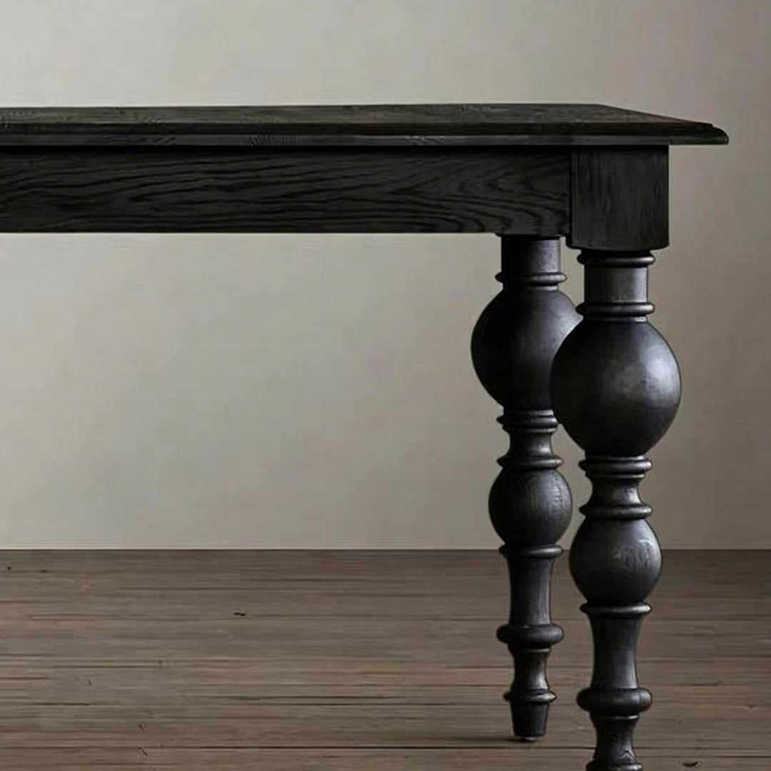 Dane Matte Black Turned Leg Dining Table