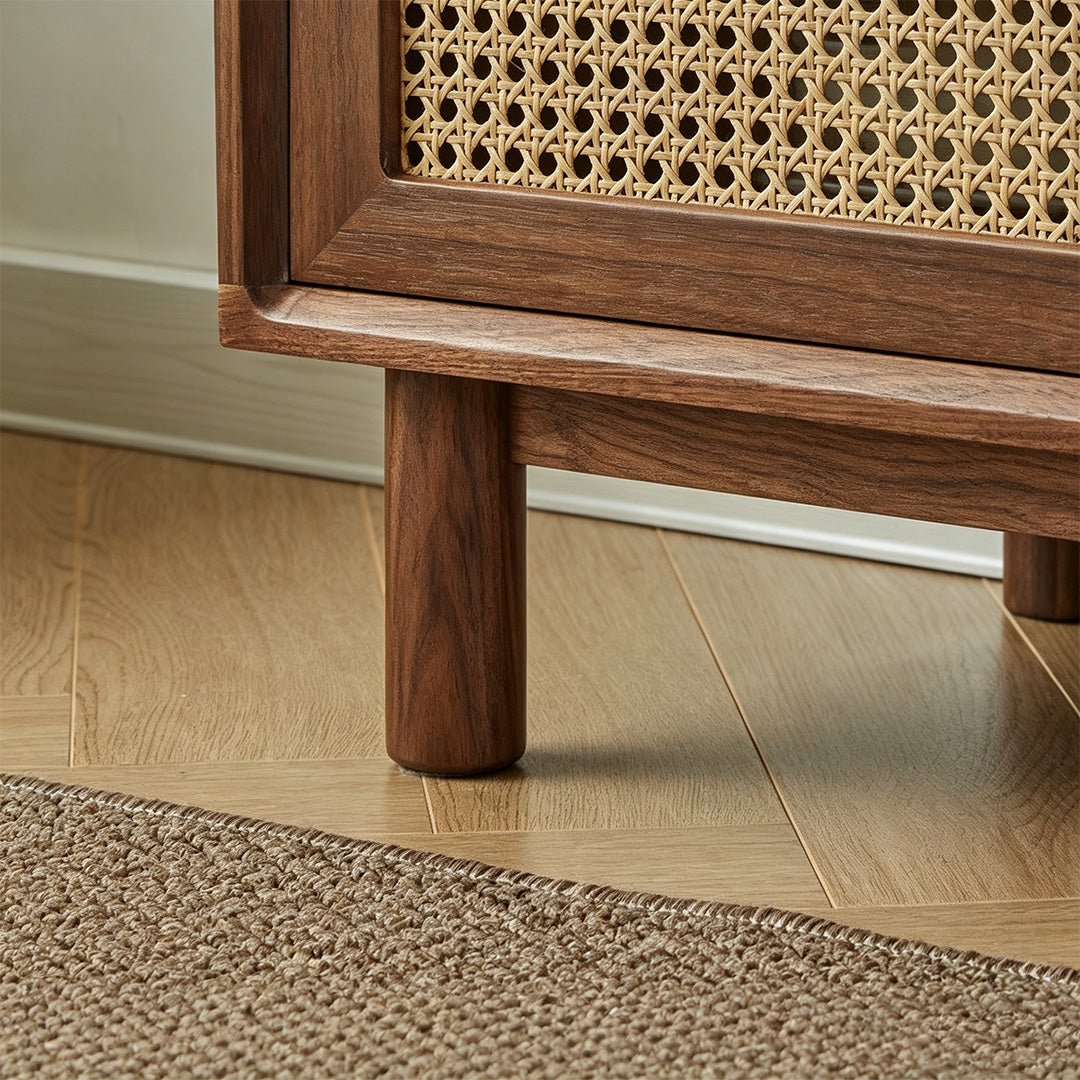 Joshua Walnut Rattan Side Cabinet