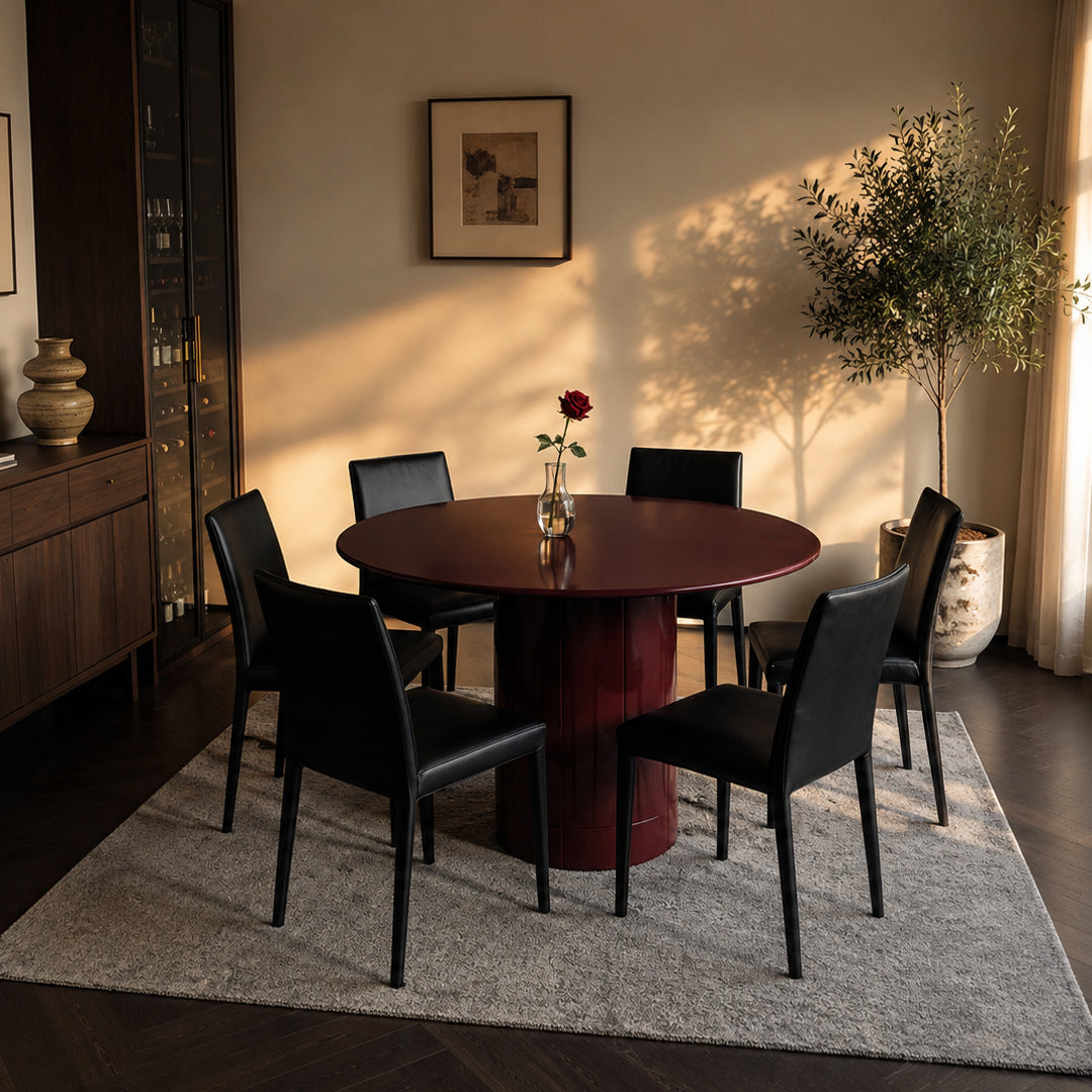Laurel Gloss Burgundy Round Dining Table