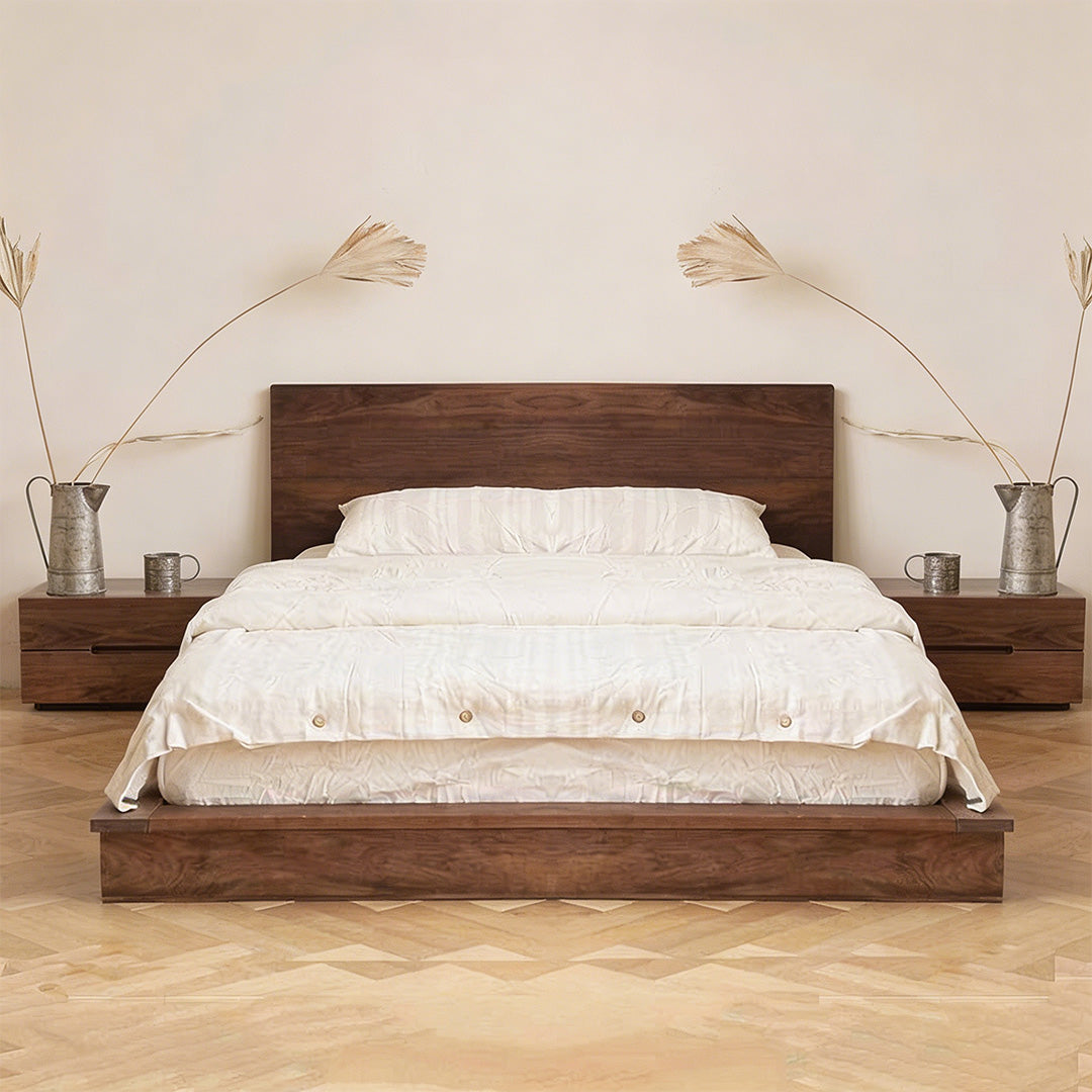 Cole Walnut Low-profile Bed Frame