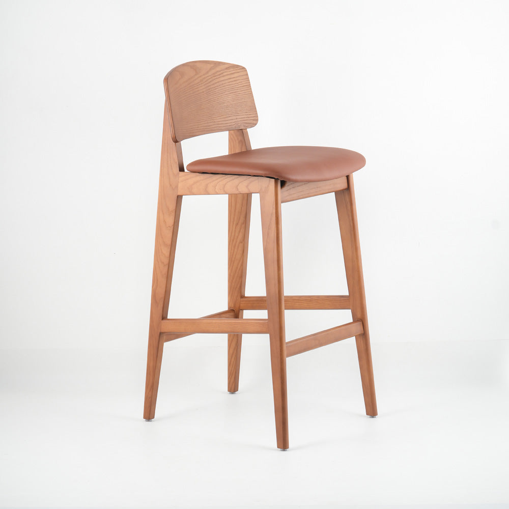 Ergonomic Solid Wood Bar Stool, Comfortable Bar Chair For Kitchen, Cafe And Entertainment Area