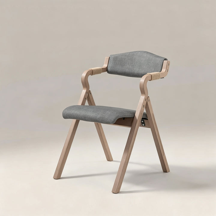 Vireo Natural Wood and Grey Upholstered Folding Chair