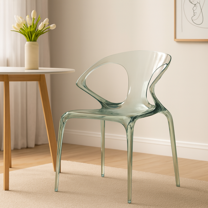 Acrylic transparent chair, home dining chair, Nordic creative design crystal chair, AVA chair, light luxury backrest chair. lifestyle scene image