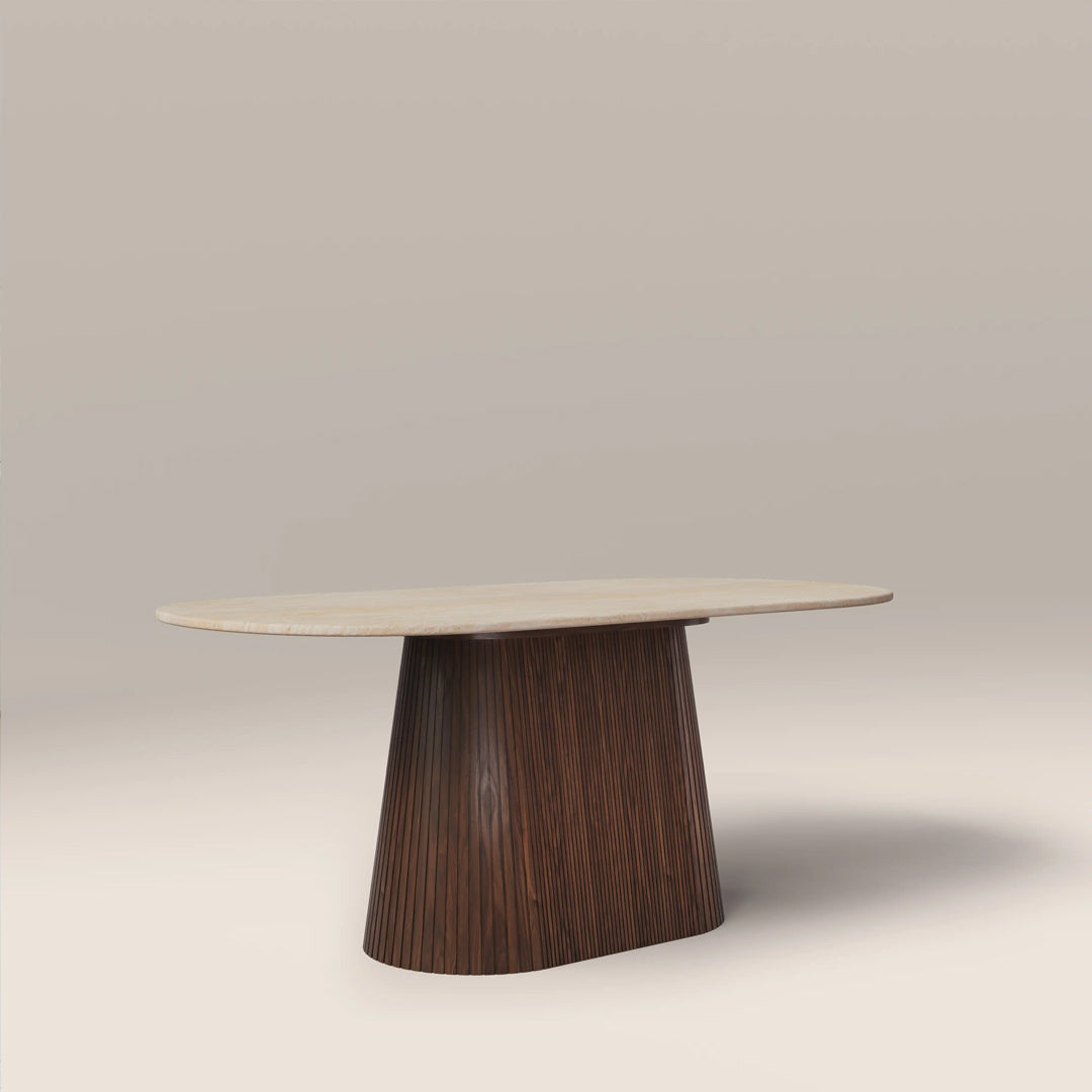 Larkspur Cream Marble Oval Dining Table