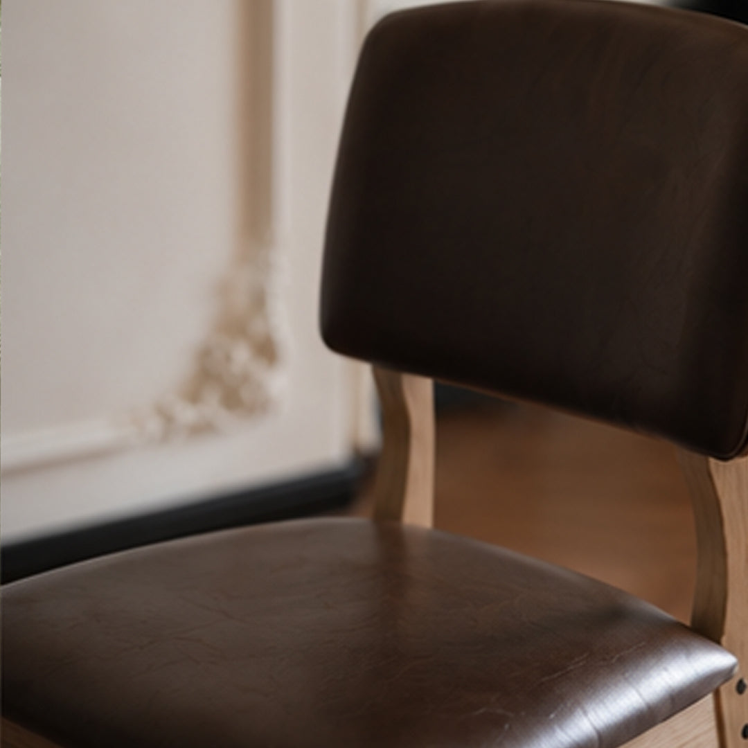 Benton Oak Frame Brown Faux Leather Dining Chair,Wood