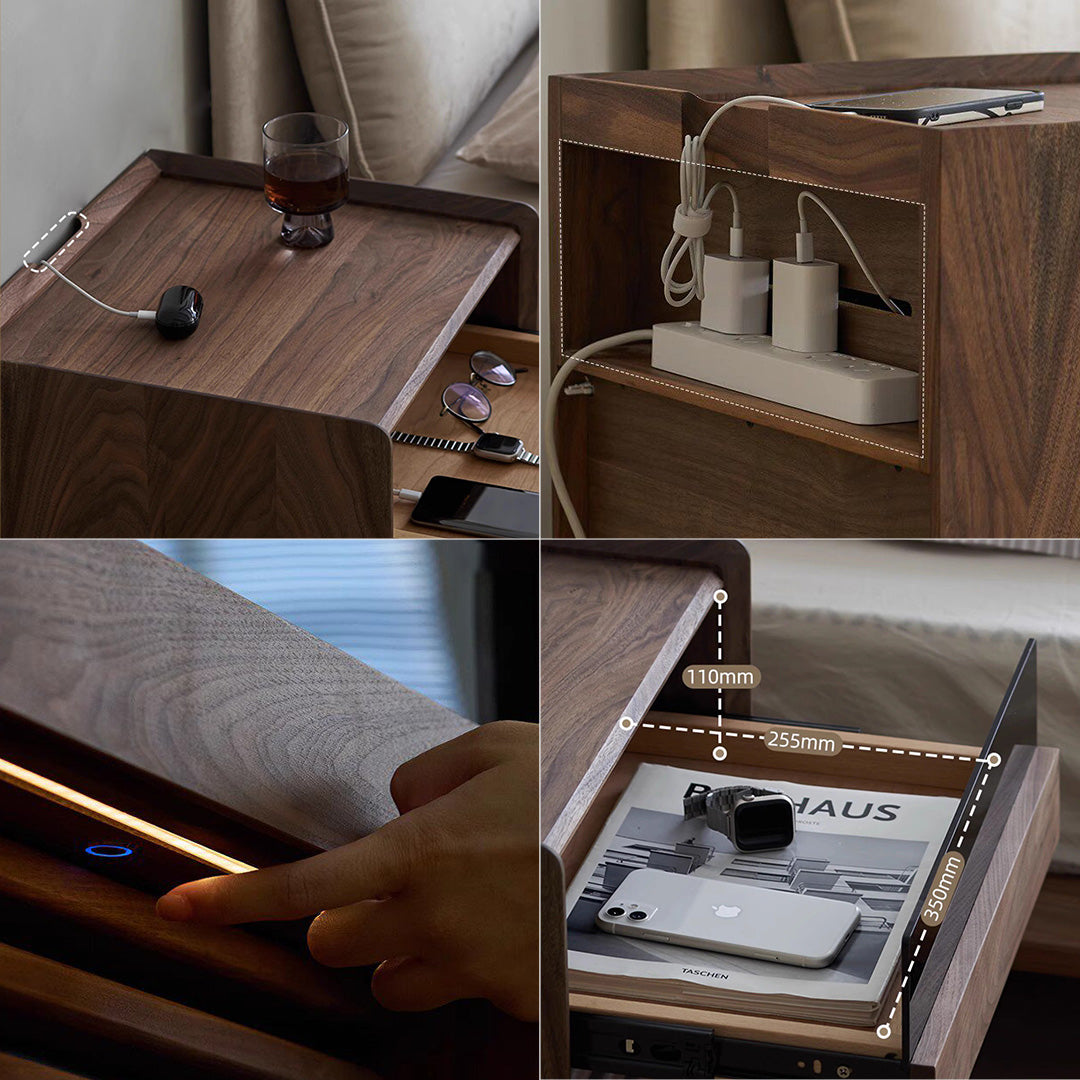 Kai Walnut Nightstand With Ambient Lighting
