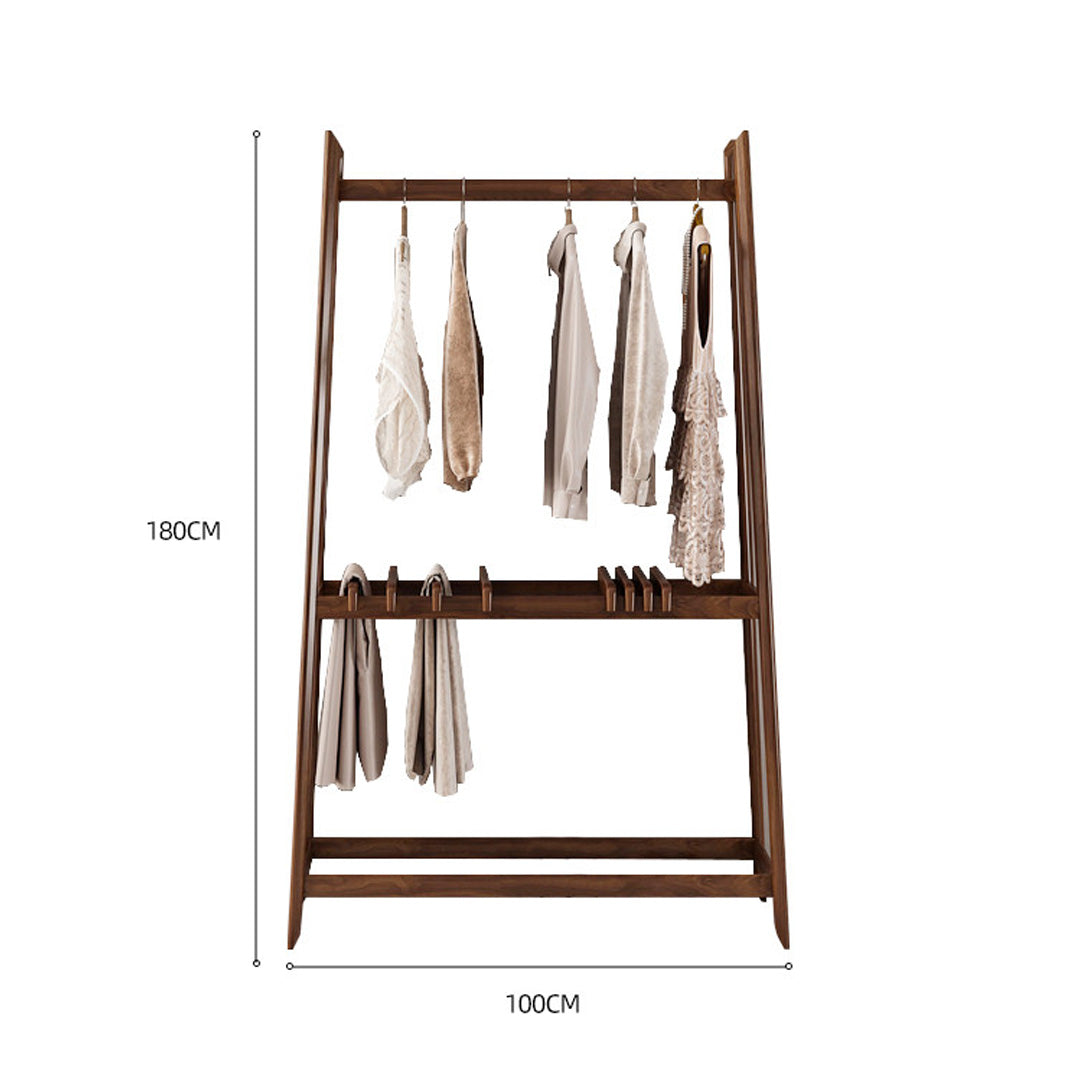 Ninette Walnut Finish Free-standing Garment Rack